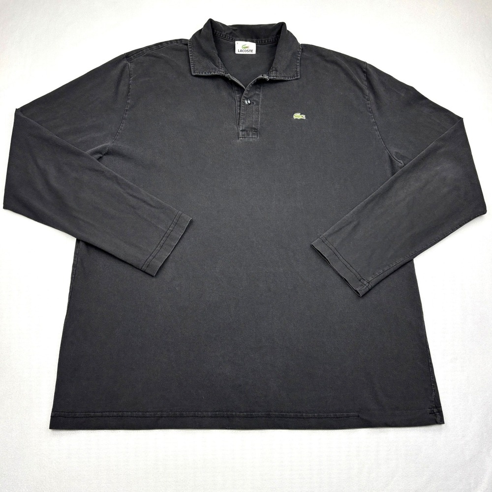 Vintage Lacoste Polo Shirt Mens 6 XL Black Pique Long Sleeve Crocodile Argentina